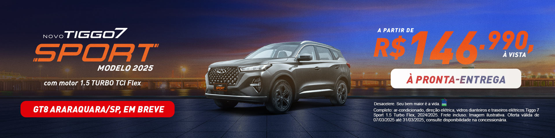 Novo Tiggo 7 Sport modelo 2025 - a partir de R$ 146.990 à vista
